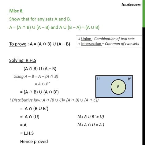 Misc 8 Show That A A B U A B And A U B A A U B