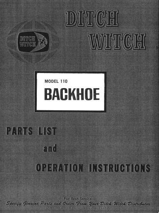 Misc tractors ditch witch 110 backhoe attachment used on v30 trencher parts operators manual. - The equine hospital manual 1st first edition published by wiley blackwell 2009.