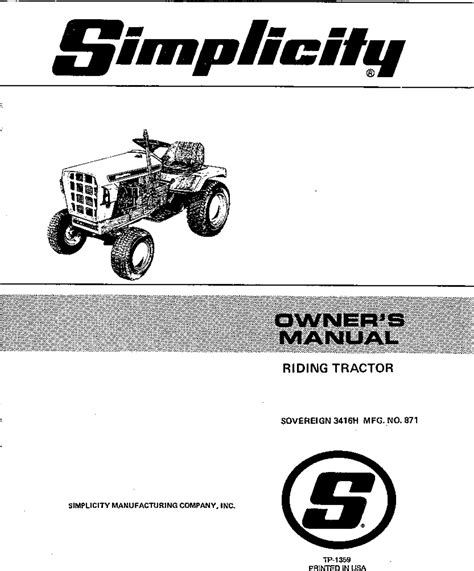 Misc tractors simplicity sovereign 3416h operators manual. - Hp 550 notebook guía de servicio y reparación.