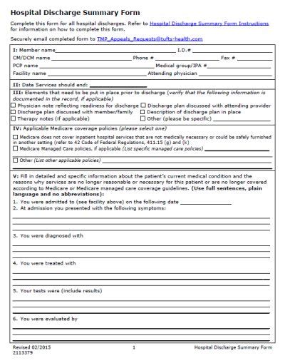 Miscarriage Discharge Forms