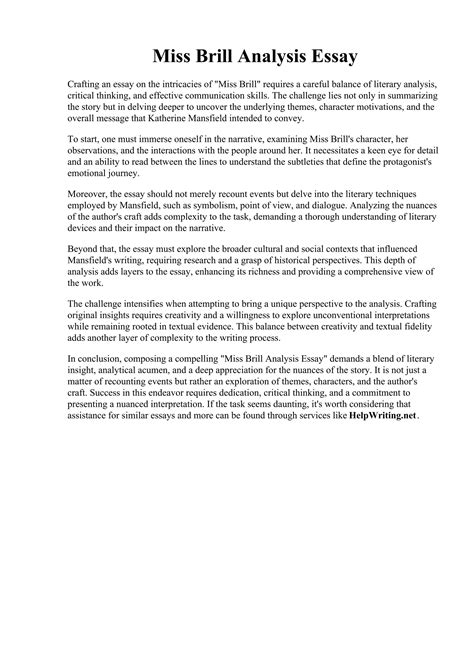 Miss brill allusions.  to fail to do or experience something, often som...