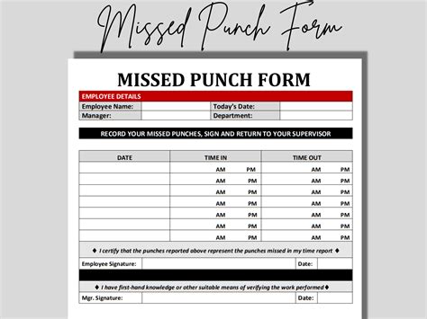 TIME CLOCK MISSED PUNCH REQUEST FORM. Procedure: Employee wil