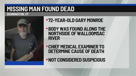 Missing Bennington man found deceased in Walloomsac River