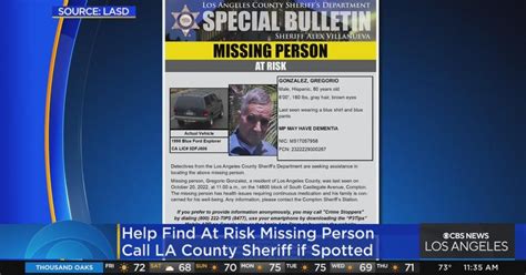 Missing person los angeles alert.  As discussed during the dispatch call...