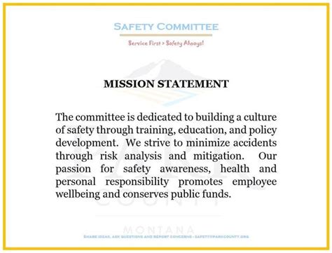 Mission Statement and Committee Information – Safety Committee