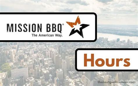 Mission bbq hours today. Parma, OH Restaurant Hours: Mon-Sat: 11am to 9pm Sun: 11:30am to 8pm 8225 West Ridgewood Drive Parma, OH 44129 Get Directions Restaurant: 216-487-6274 Catering: 216-487-6274 Online Ordering Restaurant Menu Catering Menu Holiday Hours: MISSION BBQ is closed on eight major holidays and closes early six days a year to allow Our … 