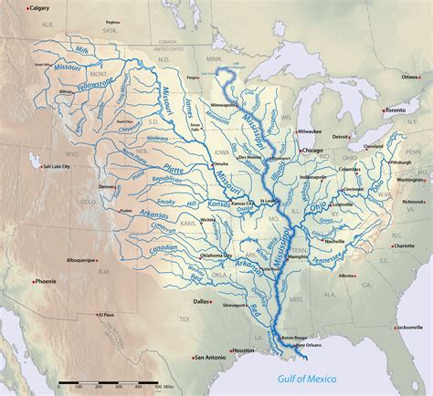 Mississipi river map. 