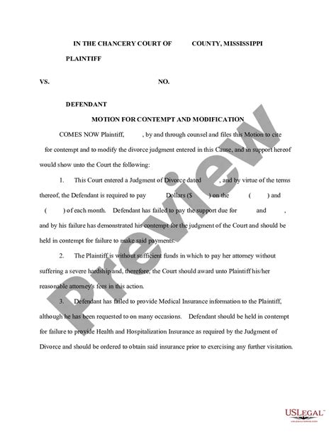 Mississippi Motion for Contempt US Legal Forms