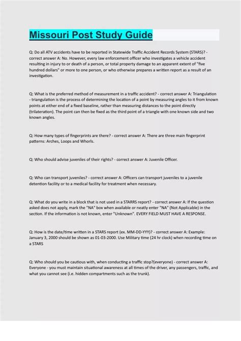 Missouri Post Exam Study Guide