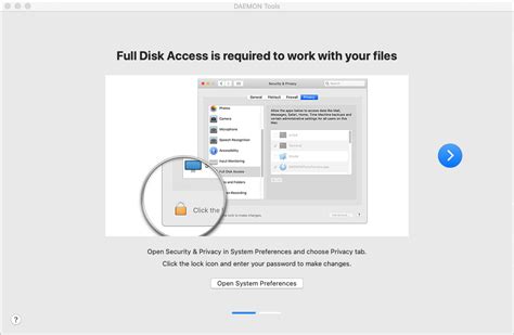 Mist requires full disk access to perform administrator tasks when creat...