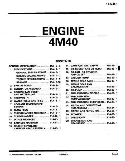 Mitsubishi 2 8 tdi 4m40 engine service manual. - Thomas school bus workshop service manual.