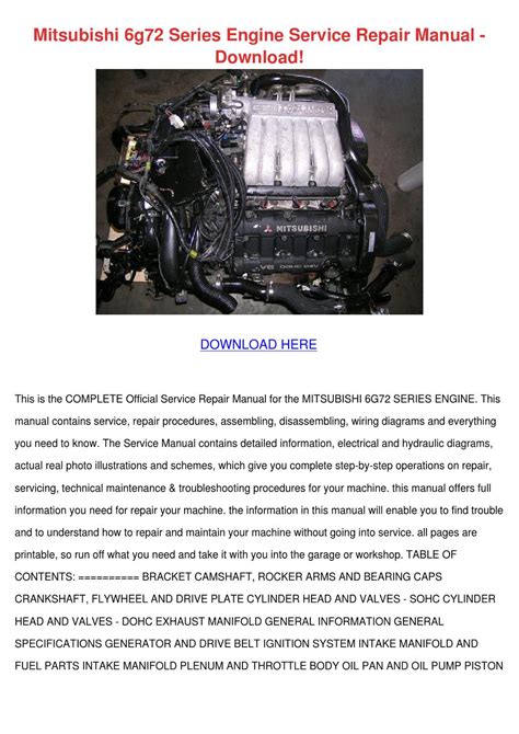 Mitsubishi engine 6g72 series workshop service repair manual. - Pon al cielo a trabajar edición en español.