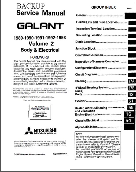 Mitsubishi galant 1989 1990 1991 1992 1993 repair manual. - Manuale delle parti del mini escavatore doosan daewoo solar 035.