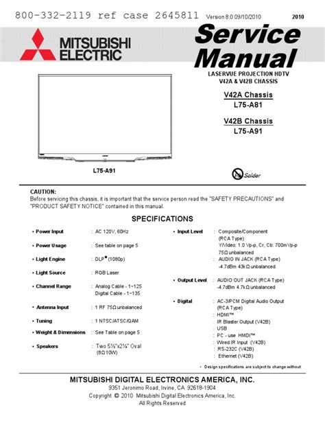 Mitsubishi l75 a81 l75 a91 hdtv service manual download. - Aisc steel construction manual lifting lug.