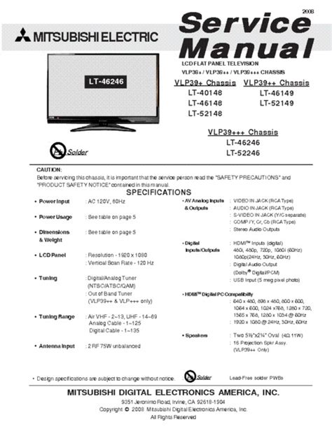 Mitsubishi lt 52149 lt 52148 lt 46148 service manual. - Dell laser mfp 1815dn manual online.