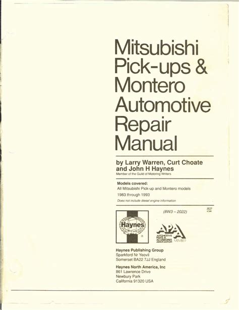 Mitsubishi montero workshop repair manual all 1986 1996 models covered. - Valles de chincha y de pisco.