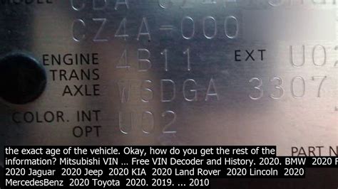 Mitsubishi outlander vin decoder.  Free Mitsubishi VIN Decoder.  Use our free Out...