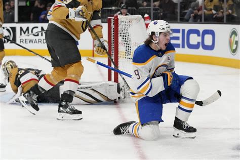 Mittelstadt scores twice in Buffalo’s 4-goal 3rd, Sabres rally to beat Golden Knights 5-2