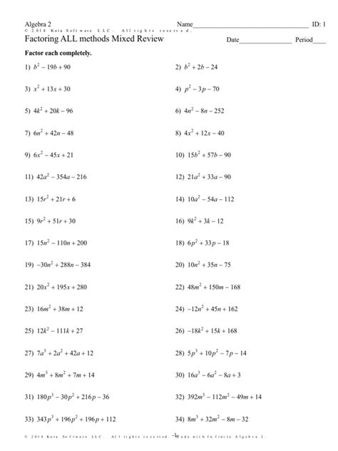 Mixed Factoring Review Worksheet - Folsom Cordova Unified …