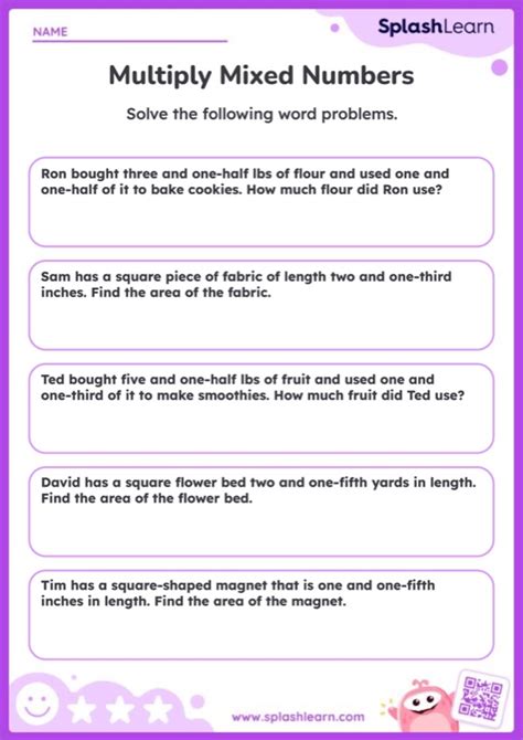 Mixed Number Multiplication Word Problems