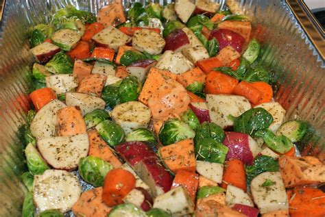 Mixed vegetables. Cut the pumpkin, onion, parsnip, carrots, sweet potato and potato into wedges and place in a bowl. Throw in the garlic cloves, small whole eggplants, a good splash of olive oil and toss until ... 