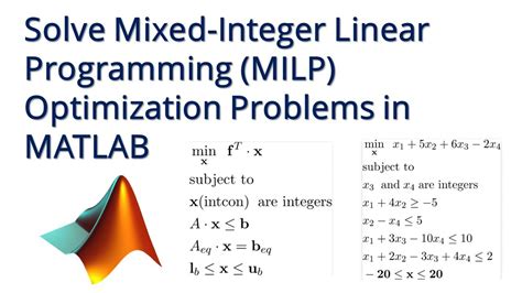 Mixed-integer optimization. 10. 10. And the MIP model will look like this: Maximize 5a + 7b + 2c + 10d (objective: maximize value of items take) Subject to: 2a + 4b + 7c + 10d <= 15 (space constraint) The optimal solution, in this case, is a=0, b=1, c=0, d=1, with the value of the total item being 17. The problem we will solve today will also require integer programming ... 