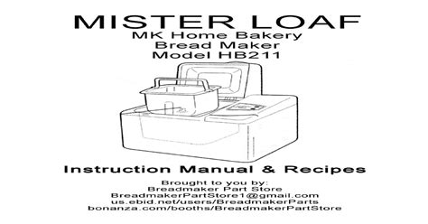 Mk home bakery breadmaker parts model hb12w instruction manual recipes. - Case 580 super e repair manual.