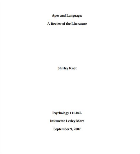 Mla Cover Page Word Template
