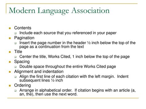 MLA (Modern Language Association) To database S