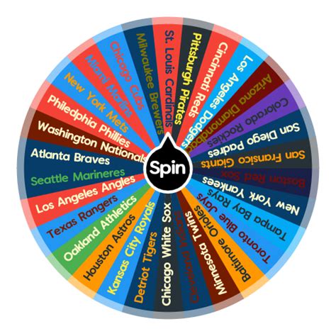 MLB Teams Random wheel. by Pooch19. MLB wheel Random wheel. by Noahsievwright2. MLB Teams Random wheel. by Macbra0107a. MLB Teams Random wheel. by U38062656. MLB Teams Random wheel. by Elijah56. Hangman Random cards. by Professorrui. Show More. Can't find it? Just make your own!. 
