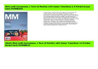 Read Mm4 With Coursemate 1 Term 6 Months With Career Transitions 20 Printed Access Card By Dawn Iacobucci
