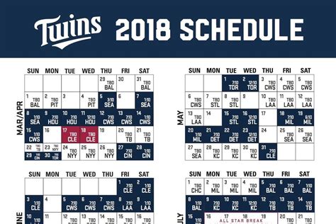 Mn Twins Printable Schedule