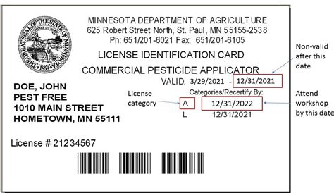 Pesticide License card shows correct employer and address. Notify the MDA of any changes. Certified in correct category for intended application. Notify the MDA of any changes in categories. To make changes to your license contact MDA at 651-201-6615 or Pesticide.Licensing@state.mn.us. (link sends email). 