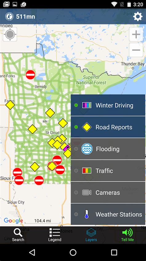 Mn511 cameras. Real-time statewide map of crashes, closures, construction, winter road conditions, traffic cameras, plow locations, weather alerts, trucker restrictions, and more. 
