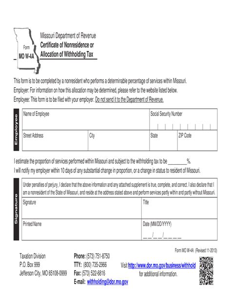 Mo W 4a Form - Fill and Sign Printable Template Online - US Legal Forms