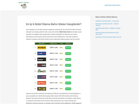 Mobil odeme bahis