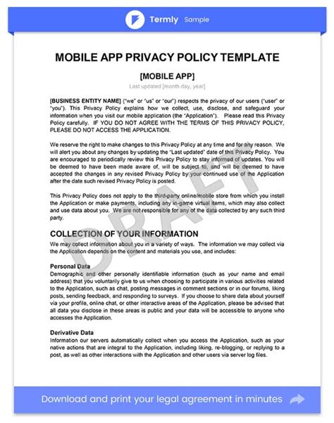 Mobile App Privacy Policy Template