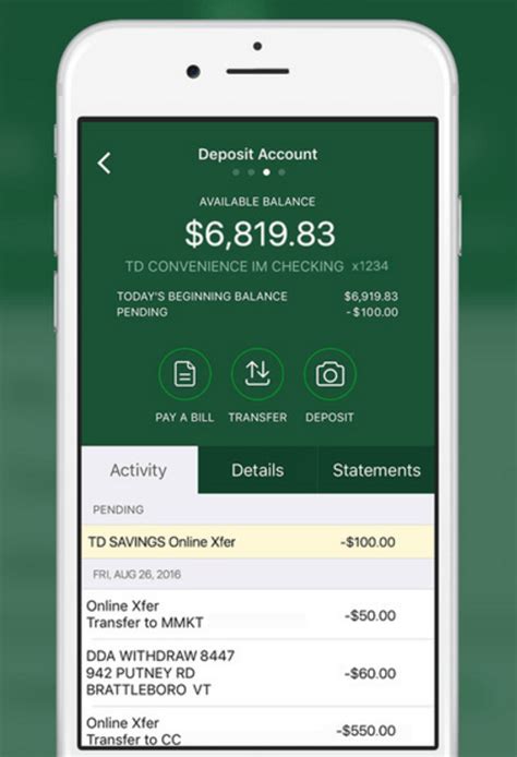 Mobile Banking with Mobile Deposit TD Bank