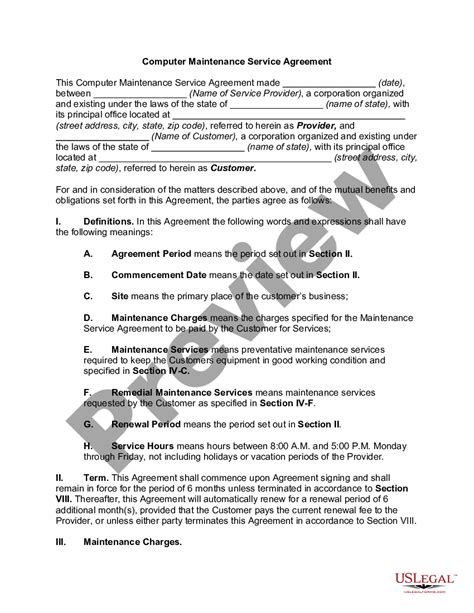 Mobile Computer Repair Service Agreement Legal Forms and Business