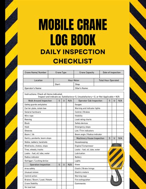 Mobile Crane Daily Inspection Checklist Log Book: Safet…