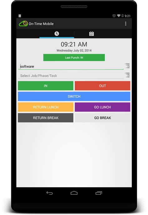 Mobile Device Time Sheet OnTime Web