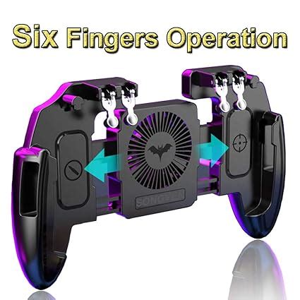 Mobile Game Controller, 6 Fingers Operation Cooling Fan Trigger …