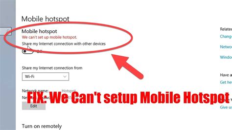 Mobile Hotspot Problem "We can not set up a mobile hotspot."