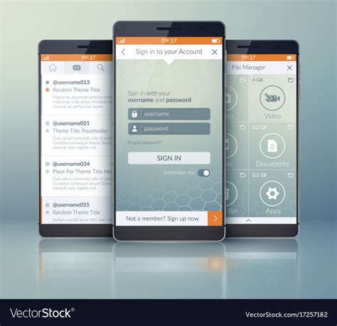 Mobile Social Application Design Template Vector Image