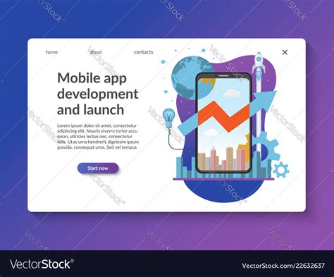 Mobile app development landing page template Vector Image