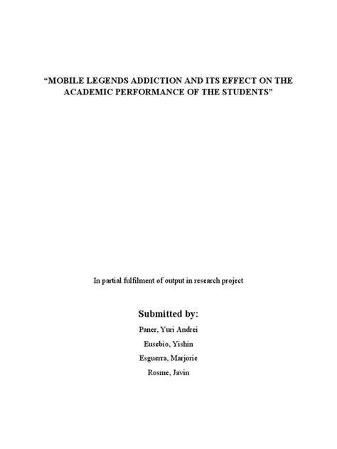 Mobile legends addiction research paper pdf.  Rizal Senior High School.  It inv...