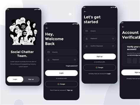Mobile login signup UI Design Search by Muzli