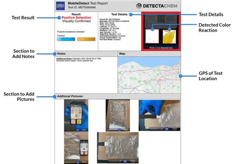 Mobiledetect detectachem.  Results can also be easily exported as a PDF fi...