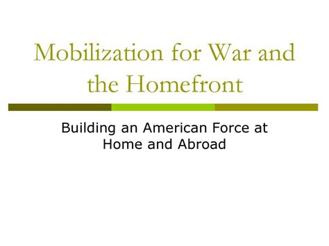 Mobilization Homefront The Guided Answers On