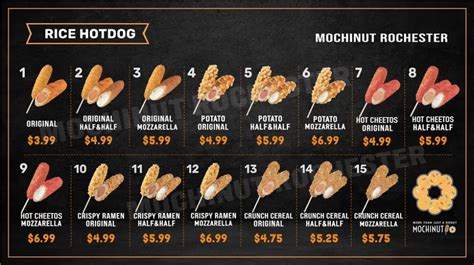 Mochinut rochester menu. *Hotdog menu options varied by location. Contact for general questions. Contact Us for Questions. ... info@mochinut.com Tel: 213 - 425 - 4888. INSTAGRAM. FACEBOOK. 
